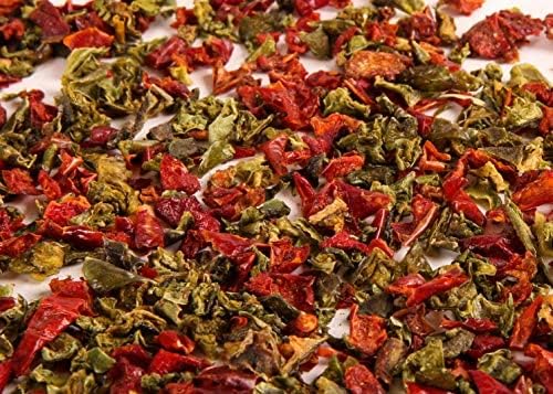 Gourmanity Dried Red and Green Bell Peppers Mix, 32oz Flavorful Diced Peppers Fresh and Appetizing, Perfect for Ramen Toppings Soups Stir-Frys and Stews, All Natural, Packed in a Resealable Bag