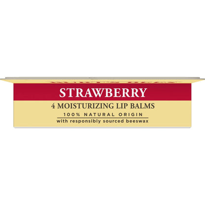 Burt's Bees 100% Natural Moisturizing Lip Balm, Strawberry with Beeswax & Fruit Extracts - 4 Tubes
