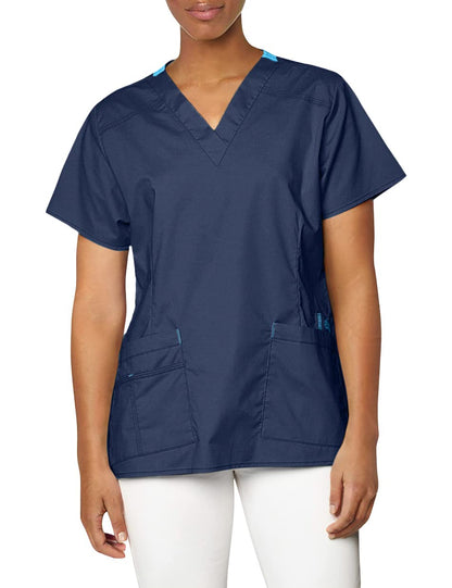 WonderWink Women's Wonderflex Verity Scrub Top, Navy, Small