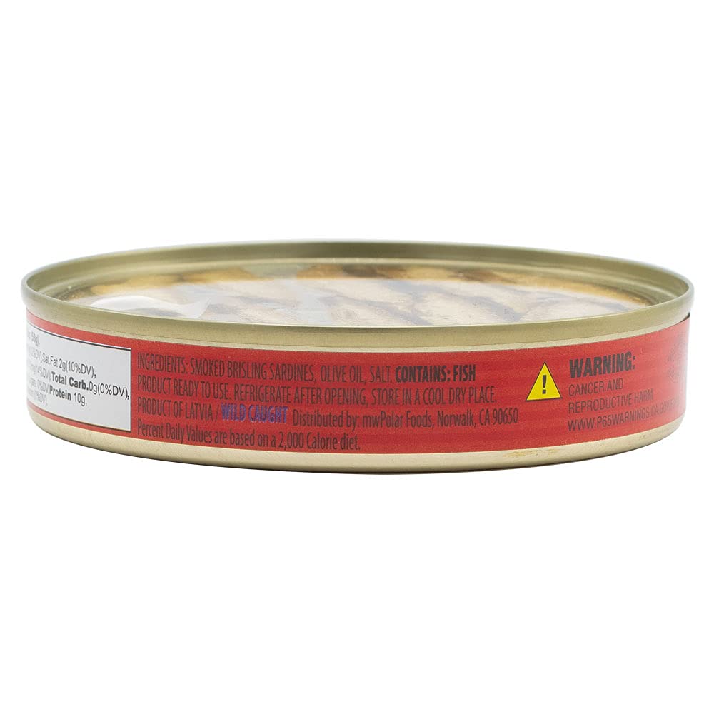 MW Polar Brisling Sardines, Smoked In Olive Oil, 4.23 Oz - Pack of 12