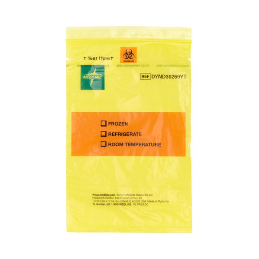 EZ Tear Color-Coded Specimen Transport Bag with Pocket, Yellow , 6" x 9",1000,Case,DYND30269YT