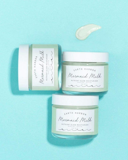 Earth Harbor | MERMAID MILK Nutrient Glow Moisturizer | Lightweight Botanical Hydration | Matcha and Spirulina | 100% Non-GMO + Plant-Based