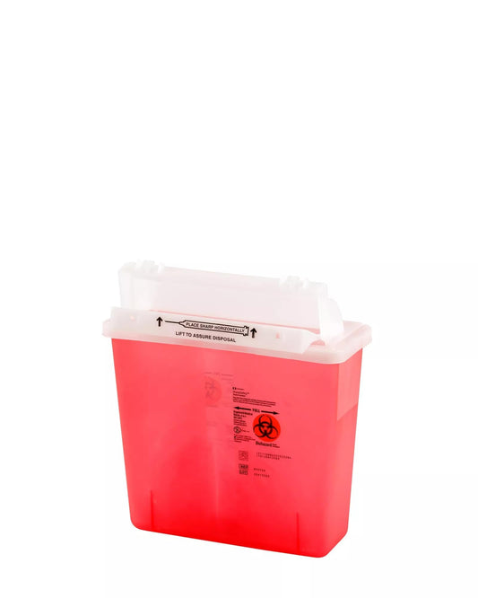 Covidien 8507SA SharpSafety Container with Counterbalance Lid, 5 Quart Capacity, Transparent Red (20 Count)