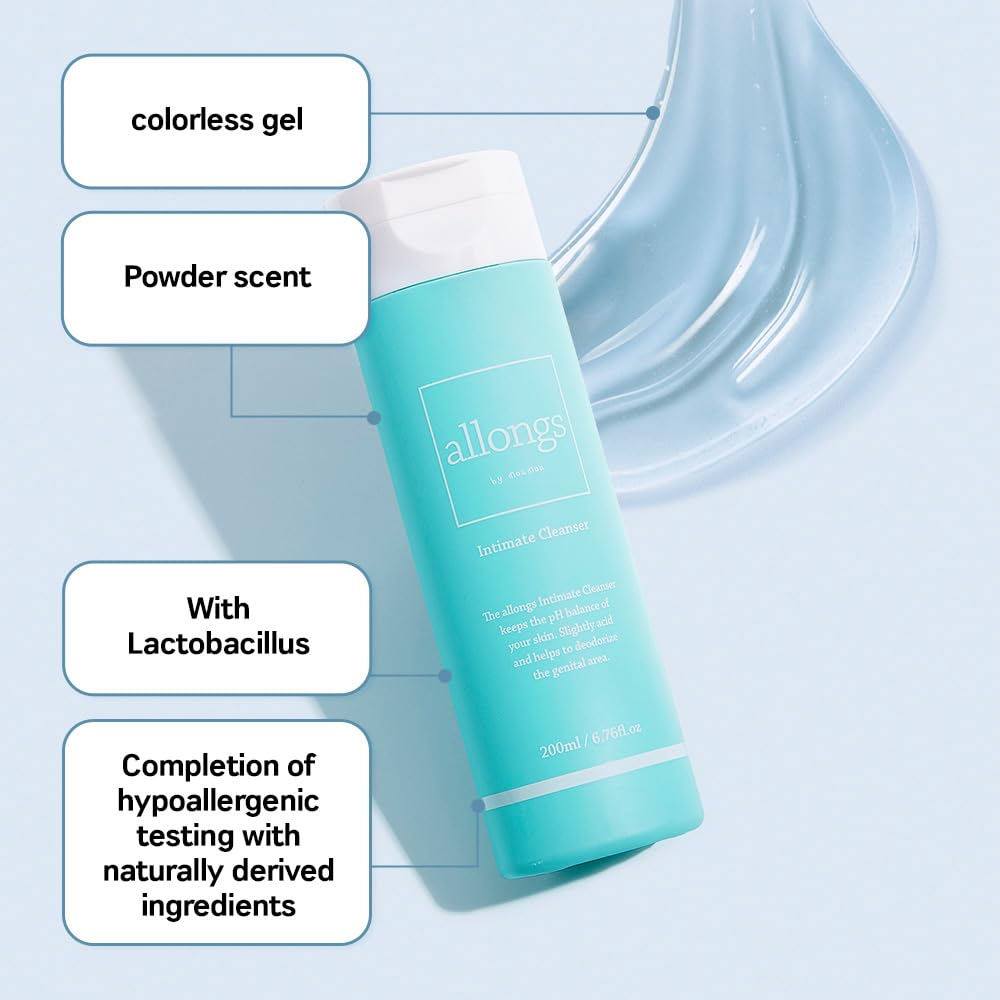 Allongs Feminine Wash for Women - pH Balanced Cleanser for Intimate Hygiene, Gentle & Natural Formula for Sensitive Skin, 6.76 fl oz