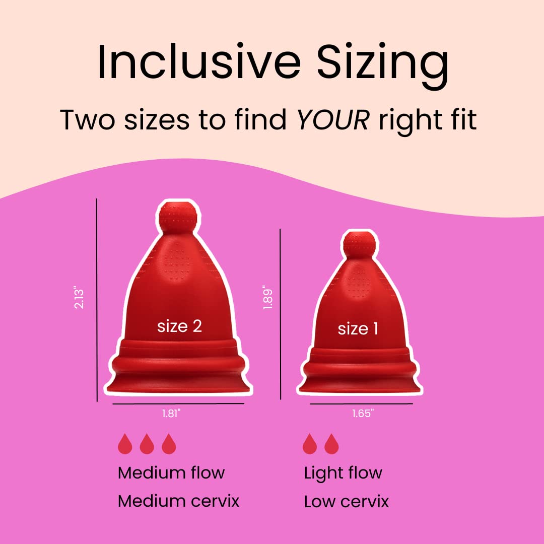 Bfree Menstrual Cup 2-Pack - Reusable Period Cup Leak-Free Eco-Friendly Tampon/Pad Alternative Feminine Hygiene Product for Teens, Women - Includes Size 1 + Size 2 Cups