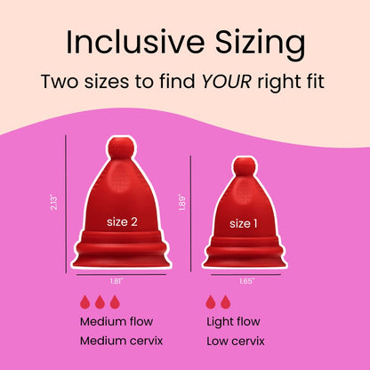 Bfree Menstrual Cup 2-Pack - Reusable Period Cup Leak-Free Eco-Friendly Tampon/Pad Alternative Feminine Hygiene Product for Teens, Women - Includes Size 1 + Size 2 Cups