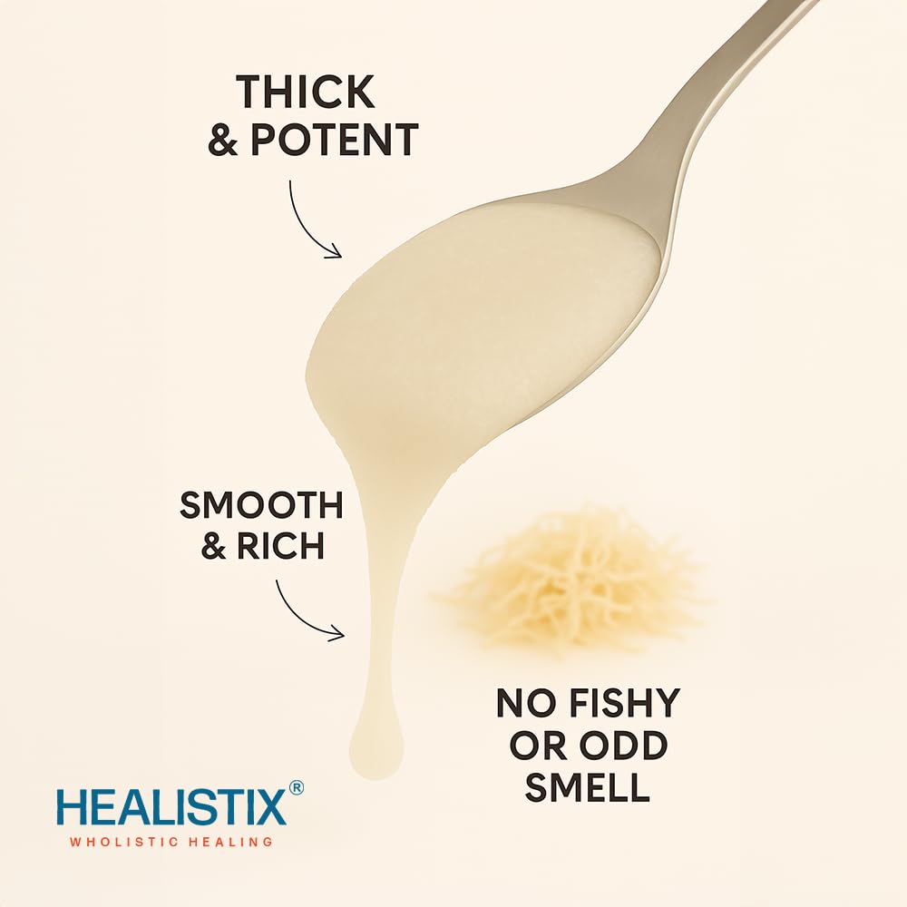 Healistix Raw Sea Moss Gel - Exquisitely Crafted from Irish Seamoss Wildcrafted in The Pristine Waters of St Lucia, A Natural Delight Sea Vegetable in Glass Jar