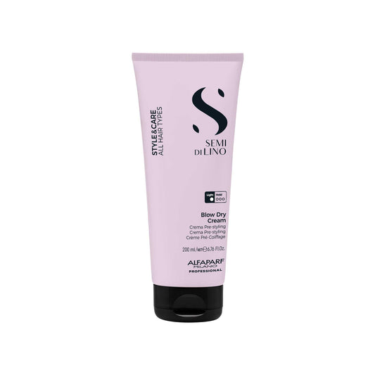 ALFAPARF MILANO Semi di Lino Style & Care Blow Dry Cream - Light Hold - Styling Cream for All Hair Types - Thermal Protection (6.76 fl oz / 200 ml)