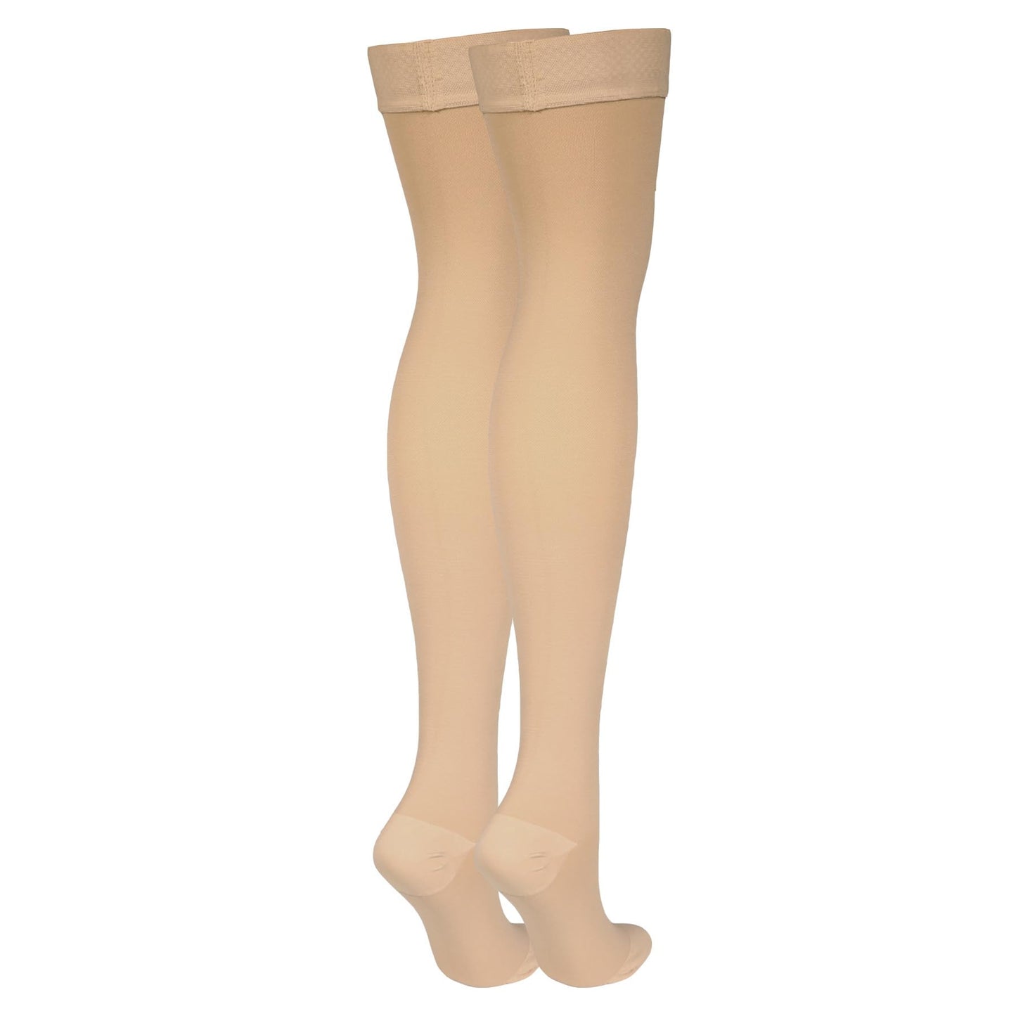 NuVein Medical Compression Stockings, 30-40 mmHg Support, Women & Men Thigh Length Hose, Closed Toe, Beige, Medium