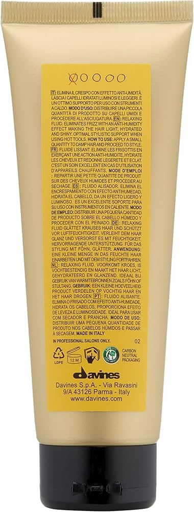 Davines This Is A Relaxing Moisturizing Fluid, No Hold Straightening & Anti-Frizz - Smooths & Relaxes Curls - Adds Shine & Hydration, 4.23 Fl Oz