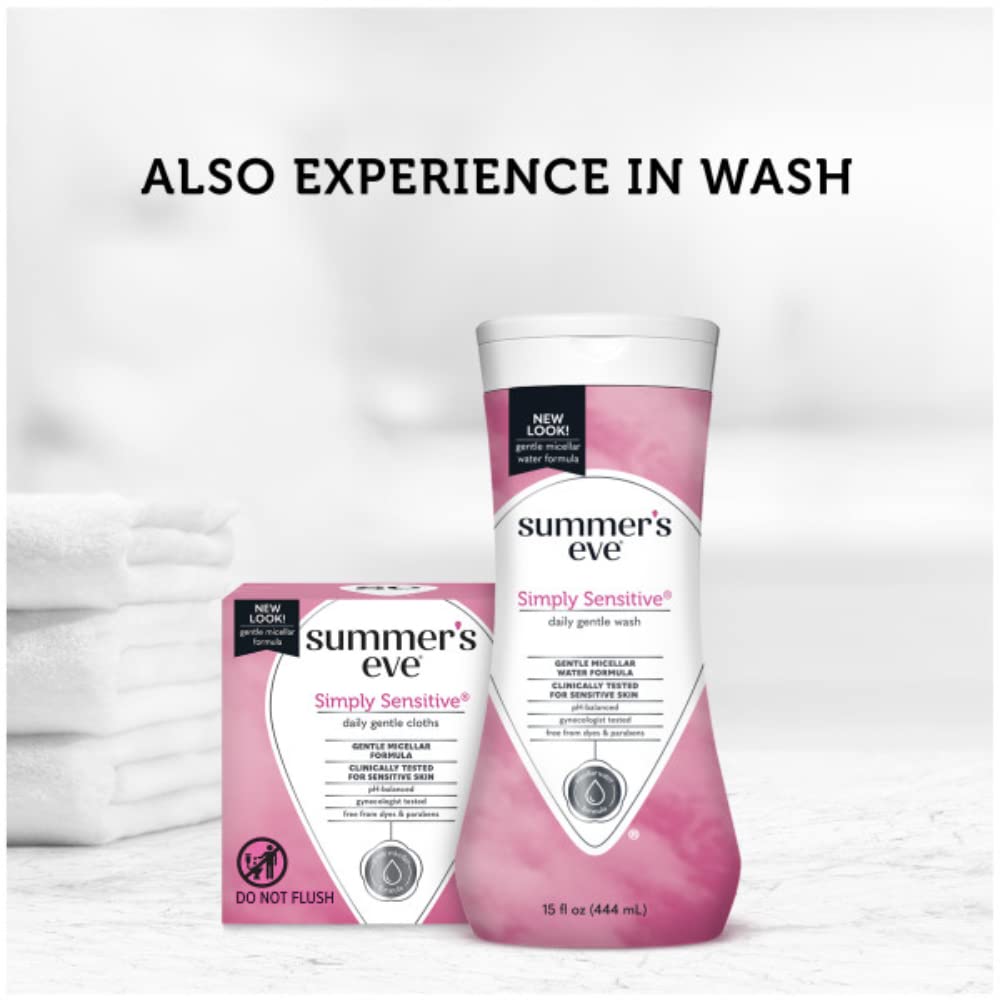 Summer's Eve Feminine Cleansing Cloths | Sensitive Skin | 16 Each | Pack of 2
