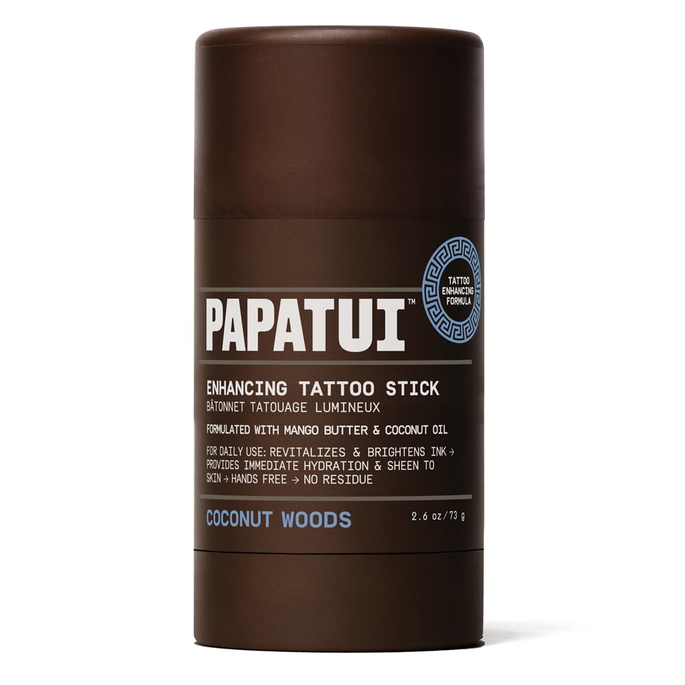 PAPATUI by Dwayne Johnson Mess-Free Enhancing Tattoo Stick | Revitalize, Protect and Brighten Tattoos | Made with Vitamin E | Coconut Woods | 2.6oz