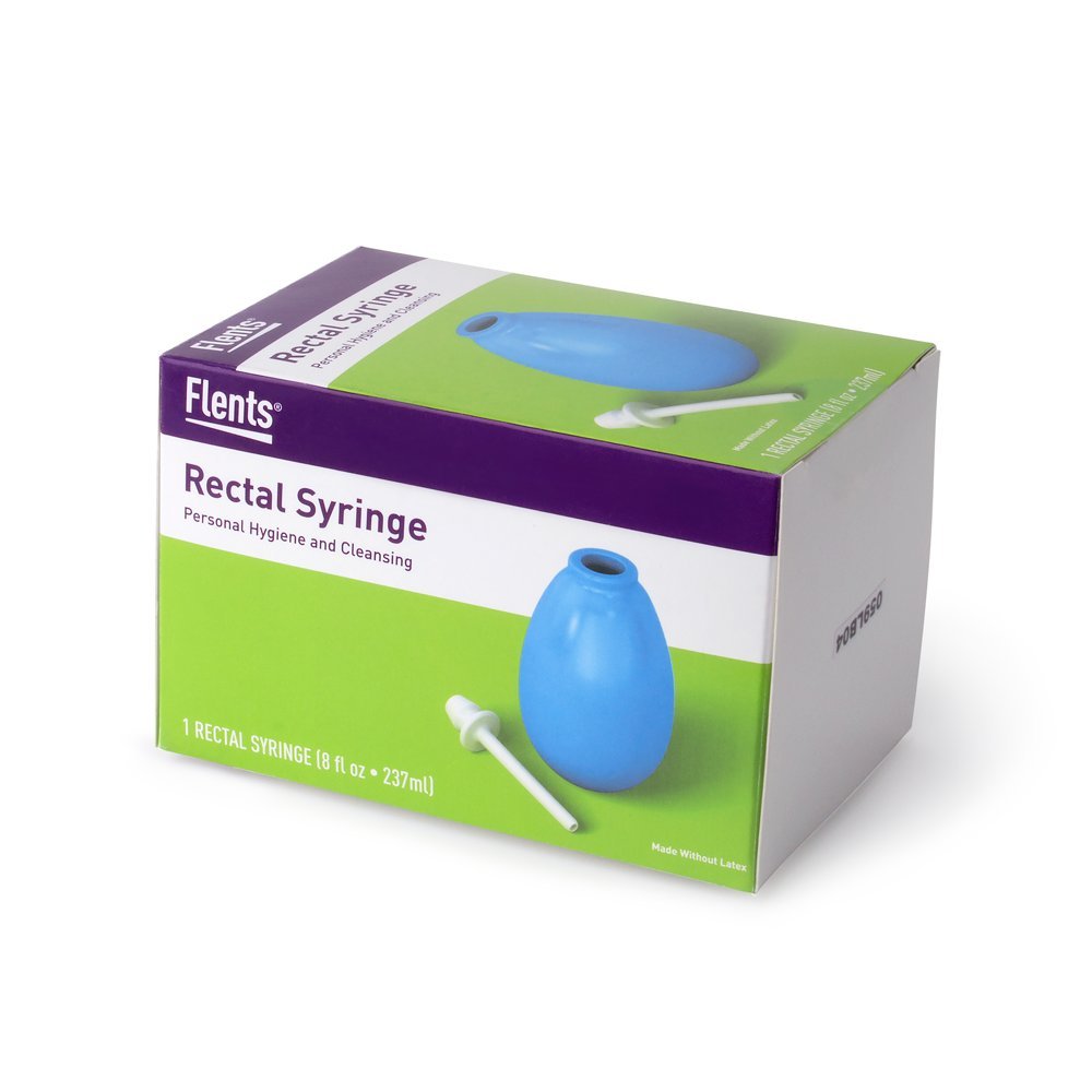 Flents Reusable Rectal Syringe Bulb, 8 oz Enema & Douche Kit for Gentle Cleansing, Latex-Free Personal Hygiene Tool with Soft Detachable Nozzle, Easy to Clean for Home or Travel Use, Blue