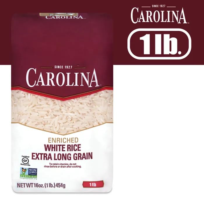 Carolina Enriched Rice Extra Long Grain Gluten Free 16 Oz. Pack Of 3.