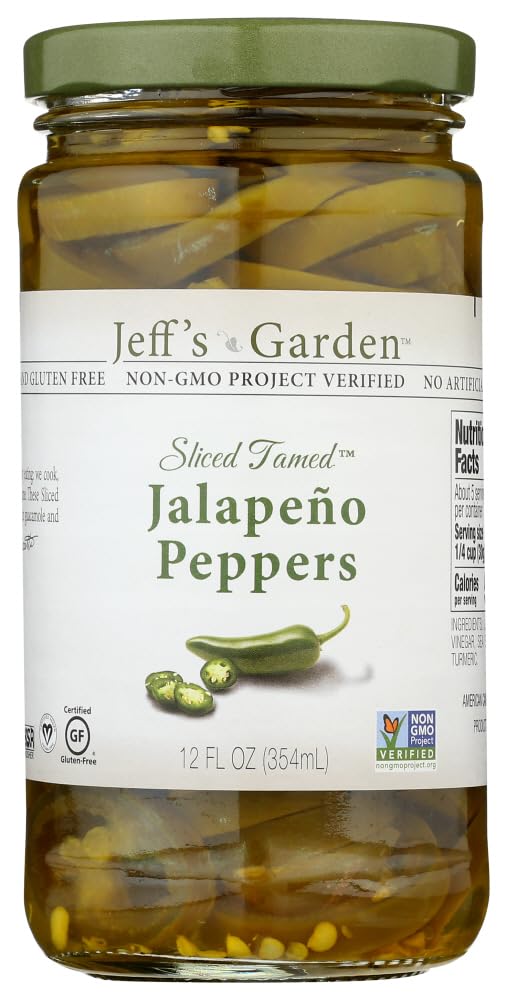 Jeff's Naturals Sliced Tamed Jalapeno Peppers, 12 Ounce (Pack of 2)