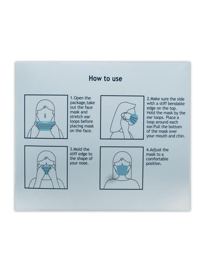 MAGID MM001 Disposable Face Masks with Adjustable Nose Clip, Triple-Layer Construction, Non-Woven Material, Blue