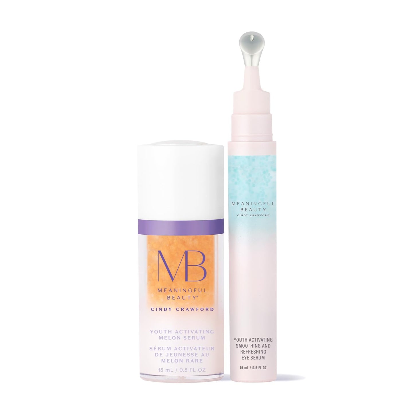 Meaningful Beauty Youth Activating Melon Serums Duo, Hydrating Face Serum & Eye Anti Aging Skin Care for Women, 0.5 Fl Oz Each