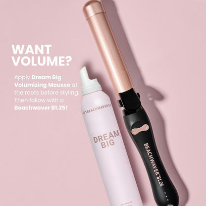 The Beachwaver Co. Dream Big Volumizing Mousse - Full Size (7 Oz) | Lightweight, Flexible Vegan Mousse for Volume & Hold | Add Fullness to Damp or Dry Hair | Polynesian Pink Sugar Fragrance