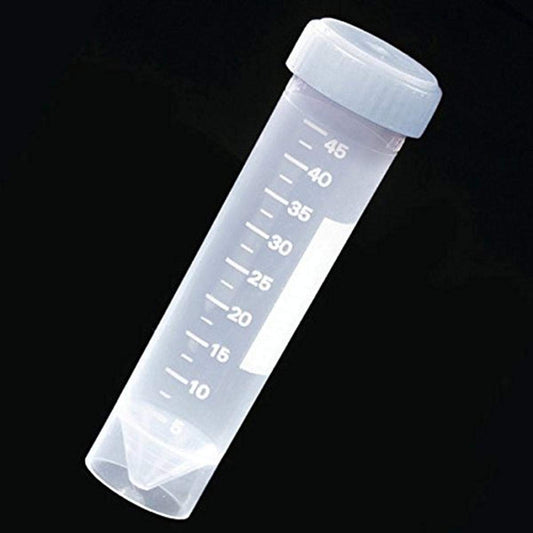 Globe Scientific 6255MF Polypropylene Self-Standing Transport Tube with Separate Natural High Density Polyethylene Screw Cap, Metal Free, Printed Graduation, Conical Bottom, 50mL Capacity (Case of 500)
