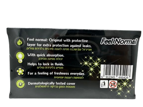 Feel Normal Disposable Black Panty Liners for Women 36 pcs with Protective Layer for Extra Protection Against Leaks. Pack of 2