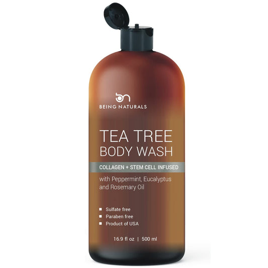 Tea Tree Body wash with Collagen and Stem Cells - Fights Odor, Acne & Skin Issues, sulfate free 16.9 oz