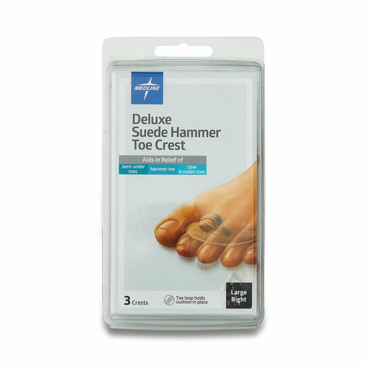 Medline Hammer Toe Crest, Deluxe Suede, Right, Size Large, Pack of 3