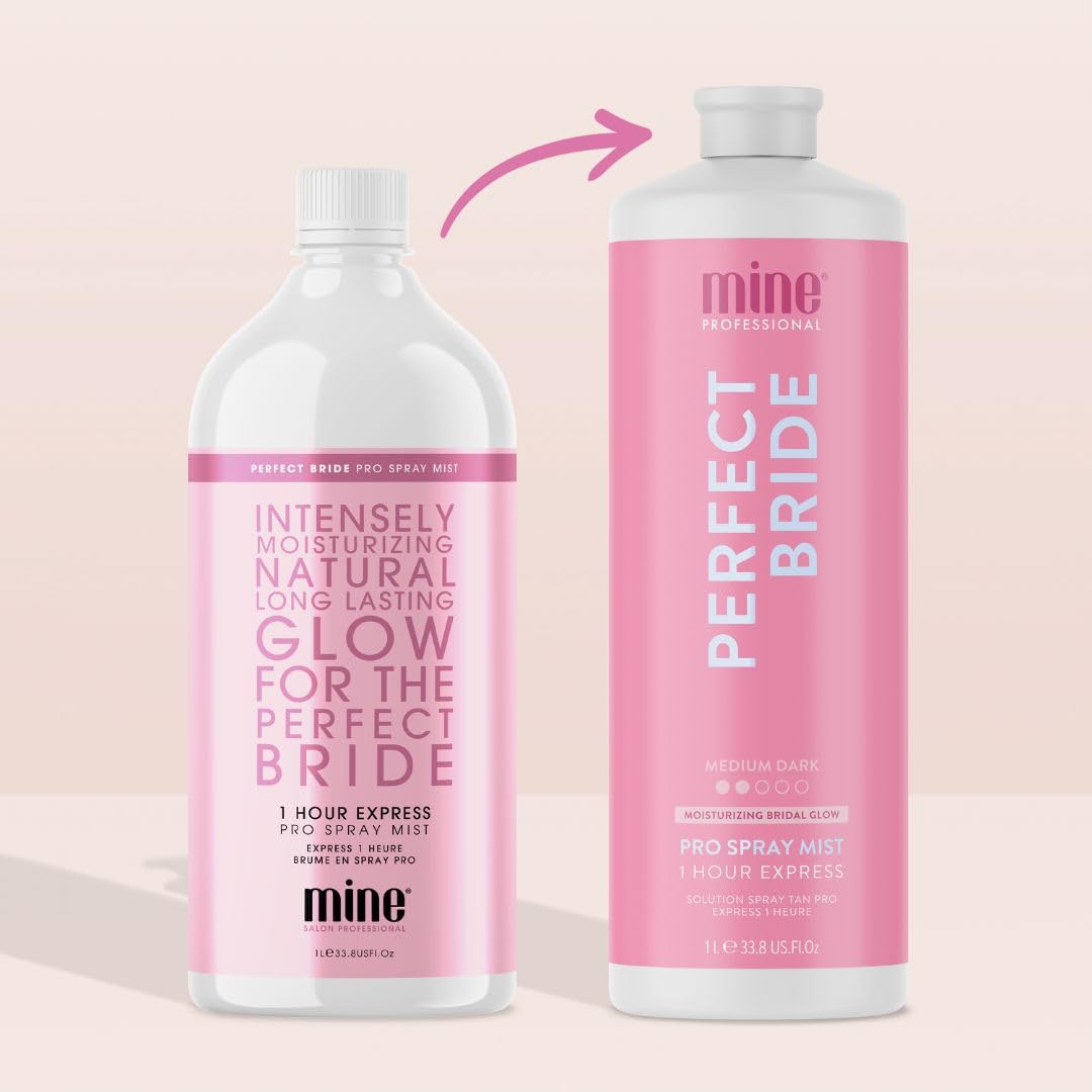 MineTan Spray Tan Solution | Perfect Bride | Best Wedding Bridal Sunless Tanning Solution | Natural, Long Lasting Medium Bronzed Glow | Intensely Moisturizing Salon Professional Formula | 33.8 Fl Oz