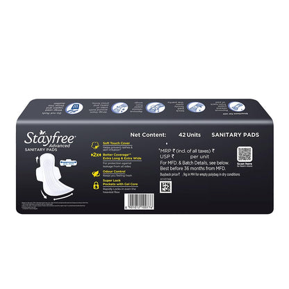 Stayfree Advanced XXL | 42 Pads | All Night Ultra Comfort Sanitary Pads for Women |