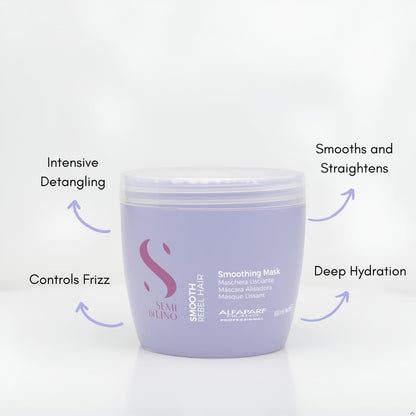 Alfaparf Milano Semi Di Lino Smooth Mask for Frizzy and Rebel Hair - Intensive Detangling Hair Treatment - Controls Frizz - Straightens and Hydrates Unruly Hair