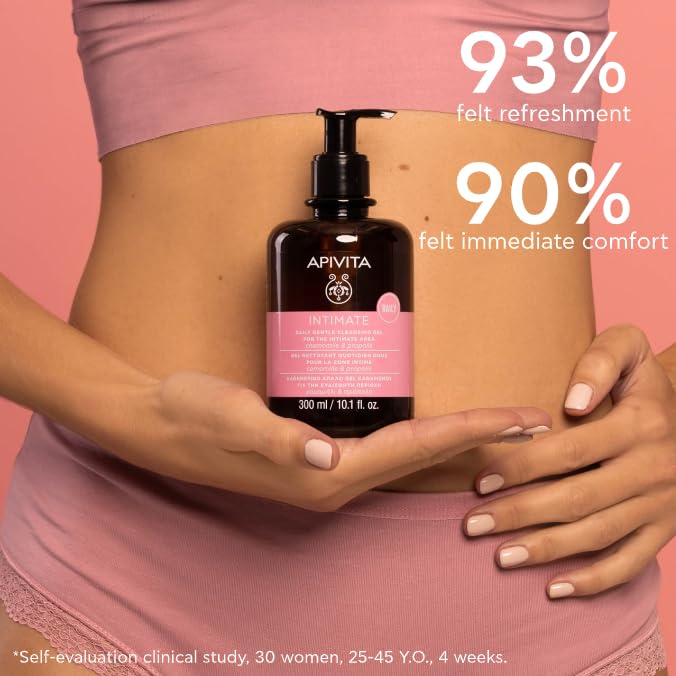 APIVITA Intimate Feminine Wash | pH-Balancing Gentle Creamy Cleanser, 300 mL / 10.1 oz