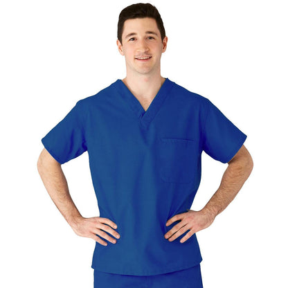 Medline AngelStat Unisex Reversible V-Neck Scrub Top, 2 Pockets, Sapphire, Size Medium