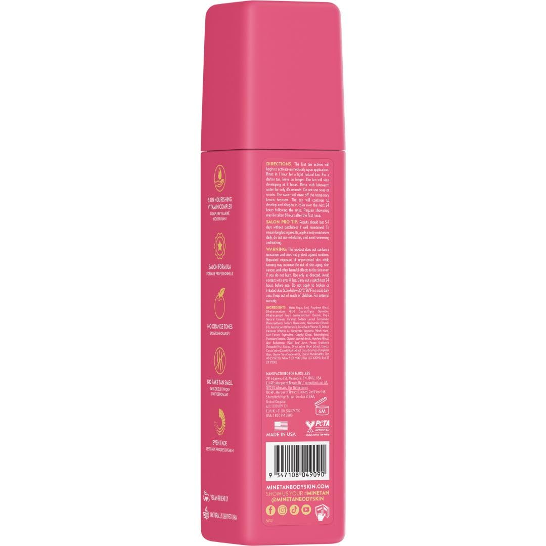 Minetan Wonder Tan Self Tanning Mousse | Warm Dark Finish, 1 Hour Express Foam | Face & Body Fake Tanner | Hydrating | 6.7 Fl Oz