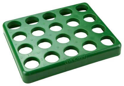 Caplugs Evergreen 240-3500-G10 CTR Series – 30 mL and 50 mL Centrifuge Tube Rack, 6 Pack, Green Polystyrene (PS), 20 Places, Fits 20 mL Vials, Alpha-Numerically Labeled, Testing, Storage, Laboratory