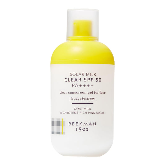 Beekman 1802 Solar Milk 3-in-1 Weightless Clear SPF 50 Face Sunscreen - 1.69 fl oz - Broad Spectrum UVA UVB Protection + Makeup Primer, Non-Greasy Gel, Goat Milk Infused, For All Skin Types & Tones