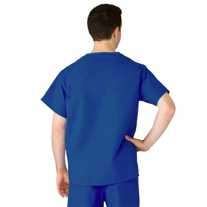 Medline AngelStat Unisex Reversible V-Neck Scrub Top, 2 Pockets, Sapphire, Size Medium