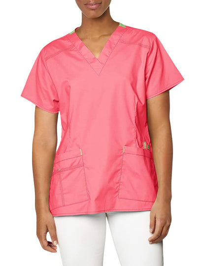 WonderWink Women's Wonderflex Verity Scrub Top, Papaya, X-Small