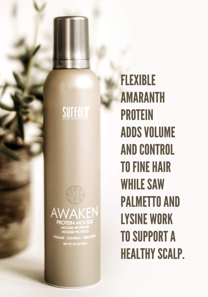 Surface Hair - Awaken Mousse: Color Safe, Volumizing, Firm Hold Hair Mousse to Thicken Hair, Sulfate-Free, Paraben-Free, 8.8 oz