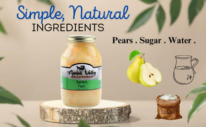 Amish Valley Products Old Fashioned Bartlett Pear Halves Canned Pears Jarred in 32 oz Glass Jar