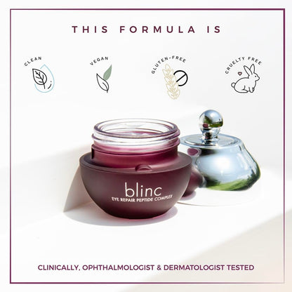 blinc Eye Repair Peptide Complex | Clean, Vegan, Eye Cream | Anti-Aging, Anti-Wrinkle, Ultra Hydrating | Reduces Fine Lines, Dark Circles & Puffiness | Brightens, Firms & Evens Skin | 15 g / 0.53 oz