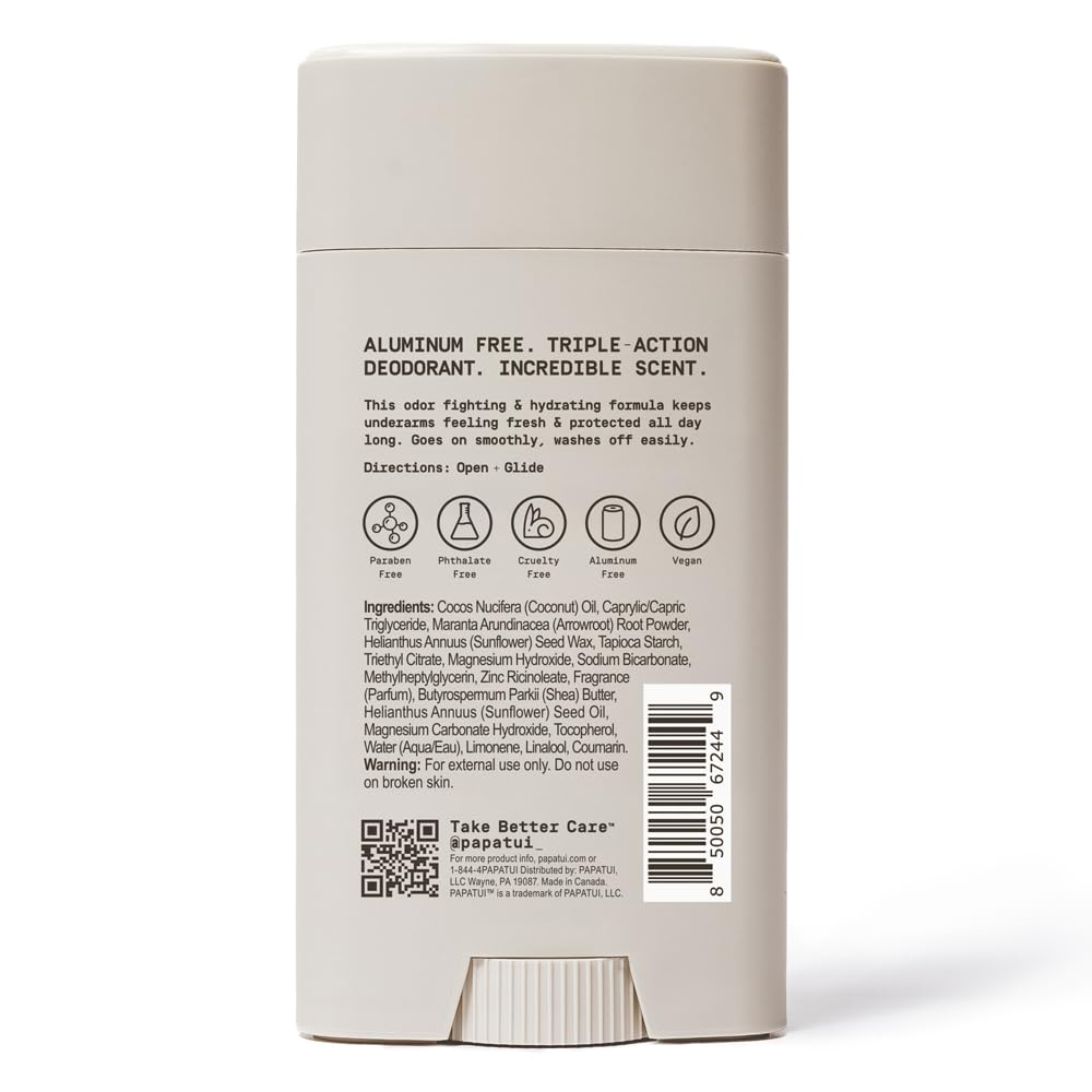 PAPATUI by Dwayne Johnson Aluminum-Free Deodorant for Men | Odor Protection, Moisture Absorption, Skin Nourishing Formula | Lush Coconut | 2.6oz