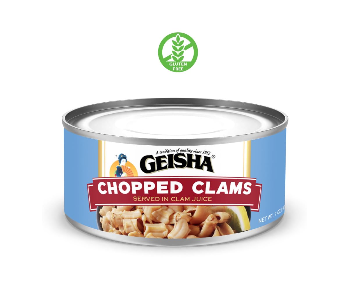 GEISHA Chopped Clams(Razor Clams) in Clam Juice 7oz(Pack of 12) | Zero Sat Fat & Trans Fat – Wild Caught – Good for Clam Chowder – Gluten Free – No MSG – NON-GMO