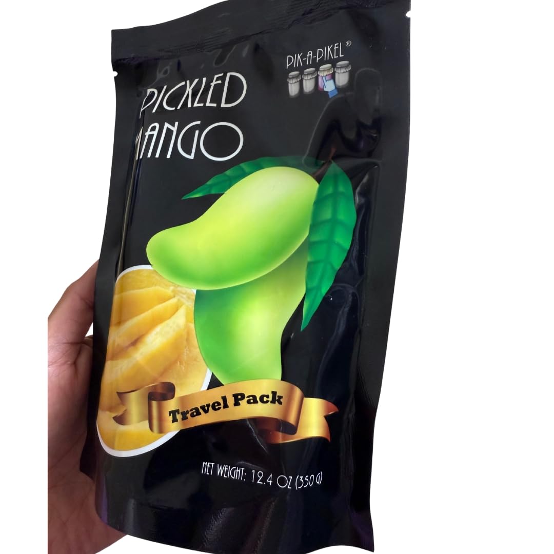 Pik-A-Pikel Pickled Mango Original | Sweet & Tangy pickled mango slices | Authentic Filipino snack made from fresh Philippine mangoes, | 12.4 oz Travel Pack
