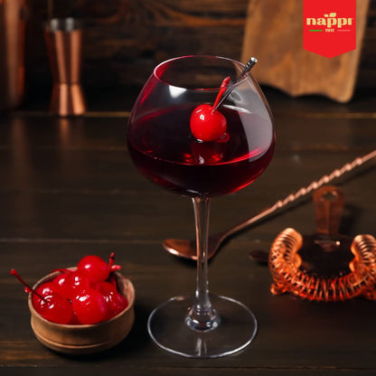 Nappi 1911, Maraschino Cocktail Cherries with Stem in Syrup, 13.76 oz (390 g) Jar, Product of Italy