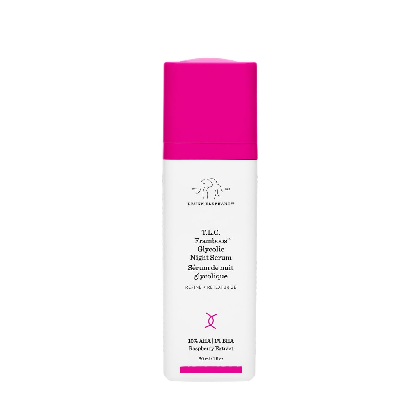 Drunk Elephant T.L.C. Framboos Glycolic Serum - Exfoliating AHA Serum - Clean Clinical Skincare - Cruelty-Free - Dermatologist-Tested - Free of Essential Oils, Silicones, and Fragrance
