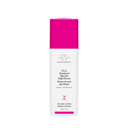 Drunk Elephant T.L.C. Framboos Glycolic Serum - Exfoliating AHA Serum - Clean Clinical Skincare - Cruelty-Free - Dermatologist-Tested - Free of Essential Oils, Silicones, and Fragrance
