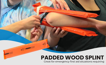 Primacare IS-5116 3-Pack, Padded Wood Splint with Vinyl Casing for Fractured Limbs, Full Arms, Legs, Universal Waterproof Medical Splints for First Aid and Emergency Support, 16", Orange