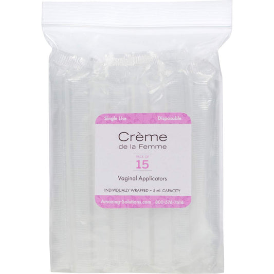 Creme de la Femme Vaginal Applicators - 15 Pack - Thin Feminine Moisturizer Cream - Individually-Wrapped Single-Use Disposable Applicators - Slim Soft-Tipped Lubricant Tubes