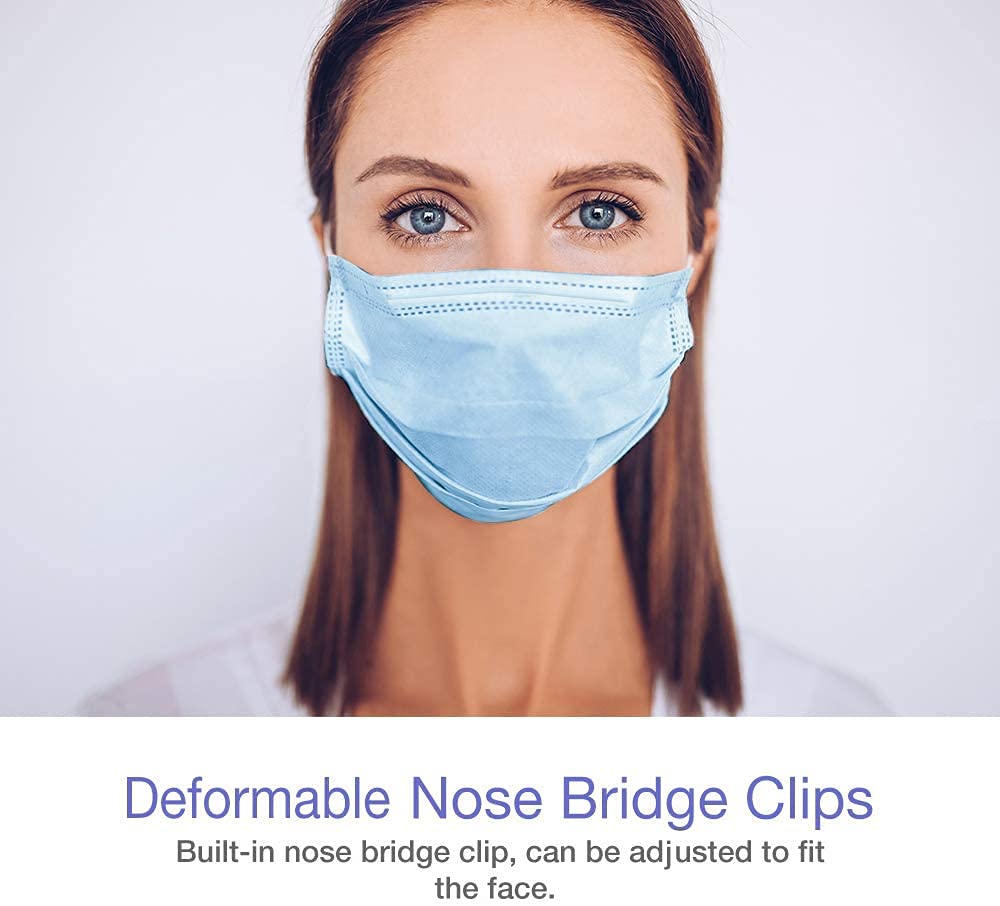 Disposable Face Masks, Pack of 200 - Dust Particle 3-Layer Design with Earloop Protective Cover (OTB00108)
