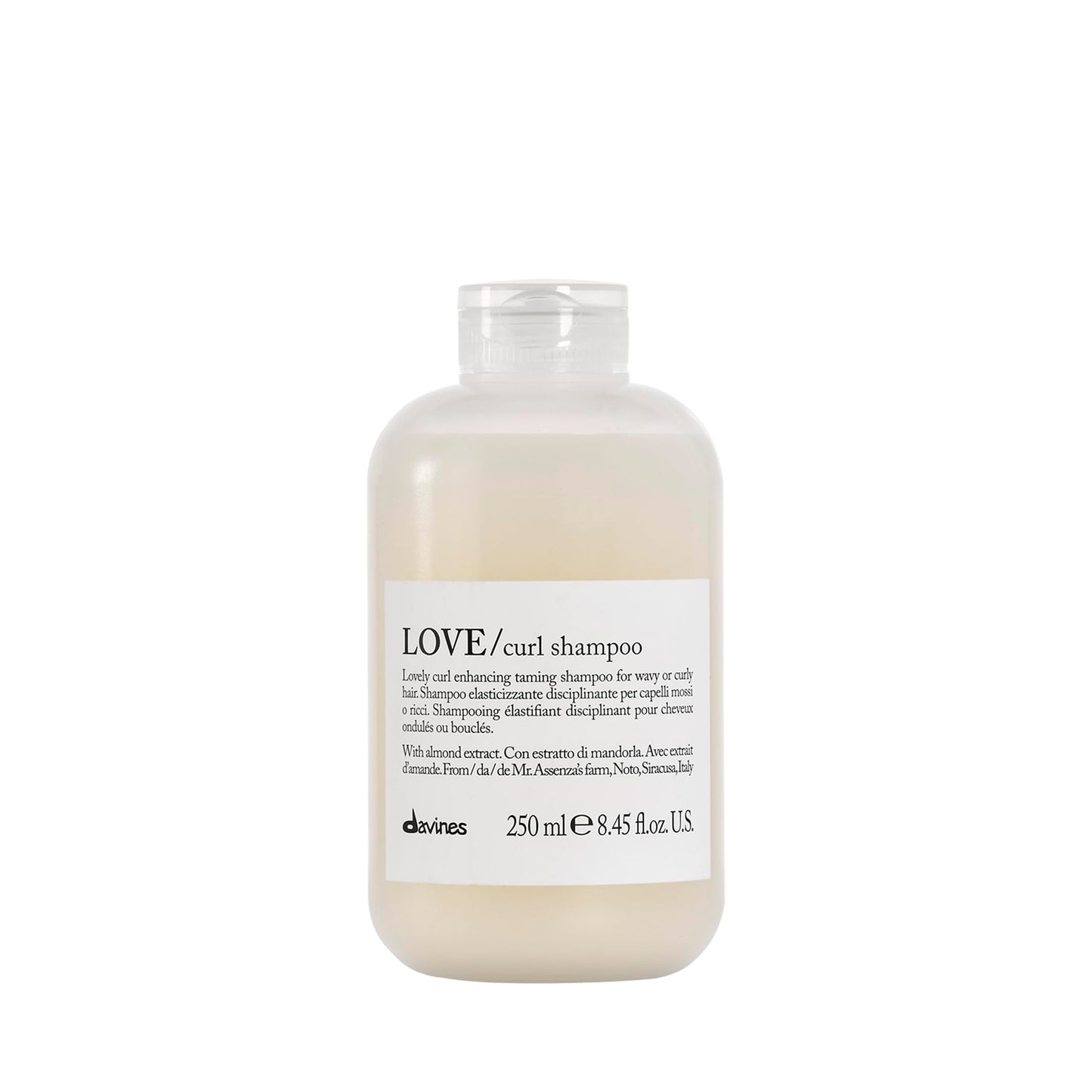 Davines LOVE Curl Shampoo, Enhancing Volume Taming Gentle Formula for Wavy and Curly Hair - Softens, Hydrates, and Boosts Curl Elasticity Without Compromising Texture with Almond Extract, 8.45 Fl Oz