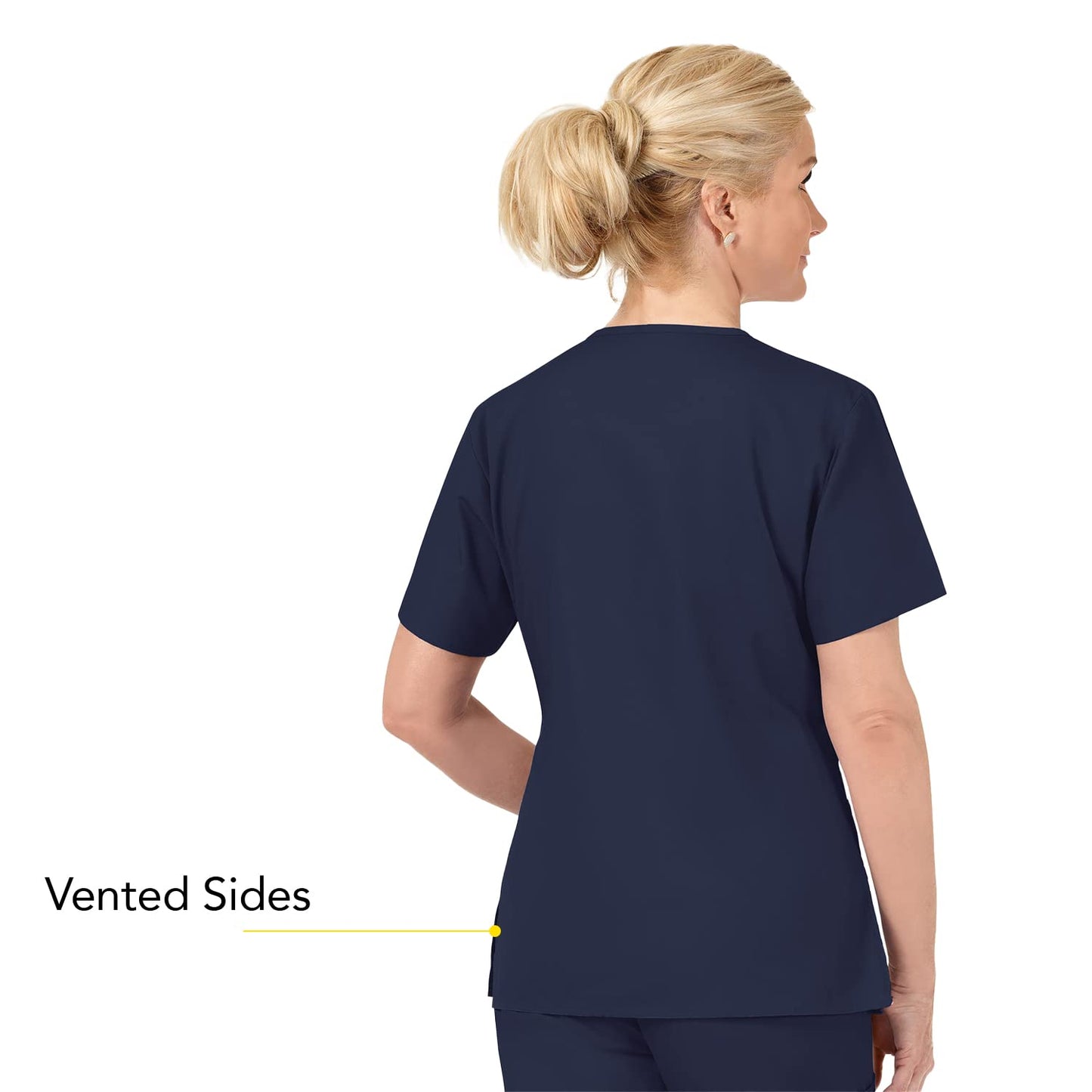 WonderWink womens Origins Bravo V-Neck Top, Navy, Large